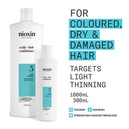 Nioxin Scalp + Hair Thickening System 3 Conditioner for Coloured, dry and damaged hair with Light Thinning, 300ml