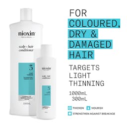 Nioxin Scalp + Hair Thickening System 3 Conditioner for Coloured, dry and damaged hair with Light Thinning, 1L